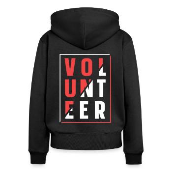 Volontariat volontaire - Sweat à capuche zippé Premium bio Femme - noir - Dos - Julia (174cm)