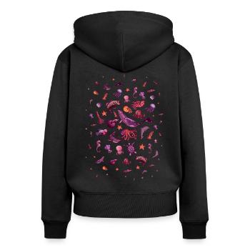 Animal marin Animal marin Aquariophile - Sweat à capuche zippé Premium bio Femme - noir - Dos - Julia (174cm)