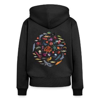 Fish Season Marine Biologist - Women's Premium Organic Zip Hoodie - black - Back - Julia (174cm)