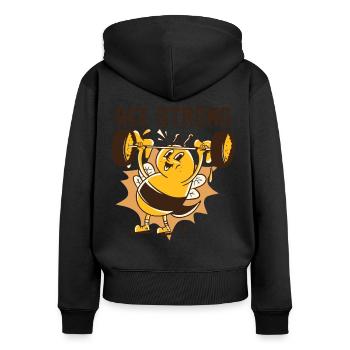 Bienen stark - Frauen Premium Bio Zip Hoodie - Schwarz - Hinten - Julia (174cm)