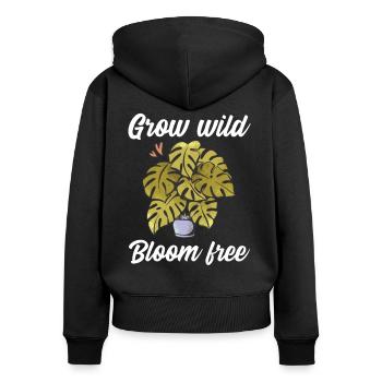 Cultivez sans fleurs sauvages - Sweat à capuche zippé Premium bio Femme - noir - Dos - Julia (174cm)