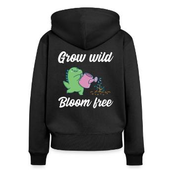 Cultivez sans fleurs sauvages - Sweat à capuche zippé Premium bio Femme - noir - Dos - Julia (174cm)