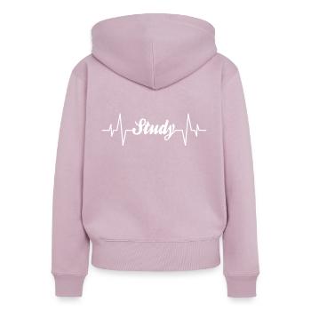 Studying heartbeat - Women's Premium Organic Zip Hoodie - dusky pink - Back - Julia (174cm)