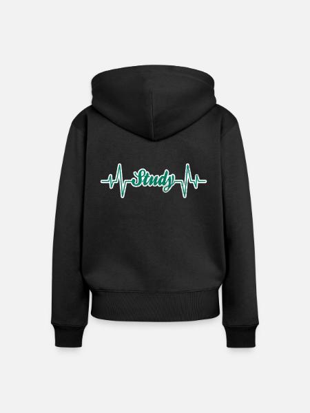 Studieren Herzschlag - Frauen Premium Bio Zip Hoodie - Schwarz