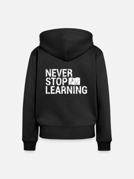 Lernen Lesen Spruch - Frauen Premium Bio Zip Hoodie - Schwarz