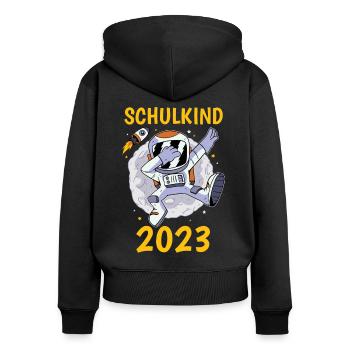 Einschulung 2023 Schulkind Astronaut - Frauen Premium Bio Zip Hoodie - Schwarz - Hinten - Julia (174cm)