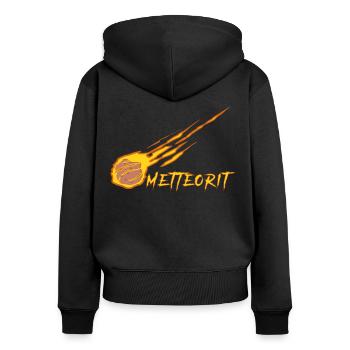 Mettbrötchen Meteorit Hackfleisch Mett - Frauen Premium Bio Zip Hoodie - Schwarz - Hinten - Julia (174cm)