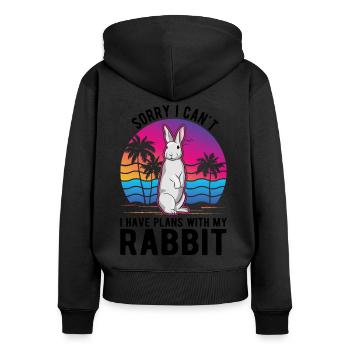Lapin lapin lapin lapin - Sweat à capuche zippé Premium bio Femme - noir - Dos - Julia (174cm)