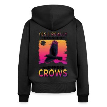 Crow Gift Raven Crow - Women's Premium Organic Zip Hoodie - black - Back - Julia (174cm)
