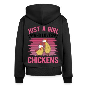 Chickens Girl Farmer Chicken Farmer - Women's Premium Organic Zip Hoodie - black - Back - Julia (174cm)