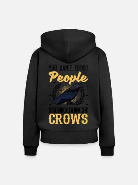 Krähe Rabe Rabenkrähe Krähenhaltung Krähenzüchter - Premium økologisk hoodie med lynlås til kvinder - sort
