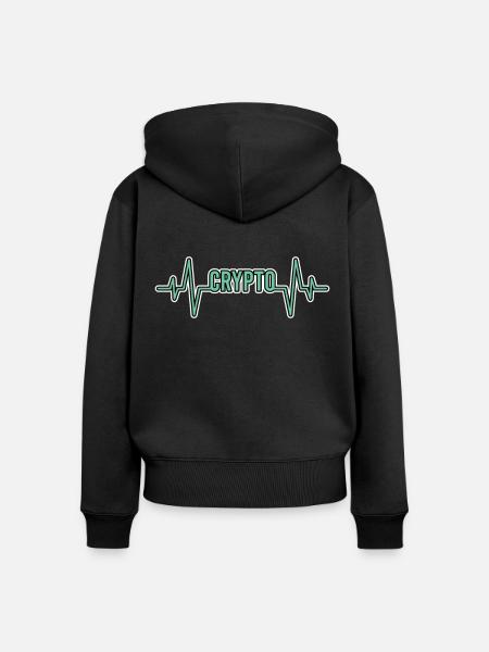 Krypto Kryptowährung Herzschlag - Frauen Premium Bio Zip Hoodie - Schwarz