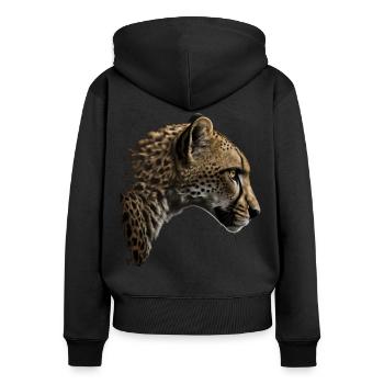 Leopard Tiermotiv Geschenk Mann Tierisch Zoo - Frauen Premium Bio Zip Hoodie - Schwarz - Hinten - Julia (174cm)