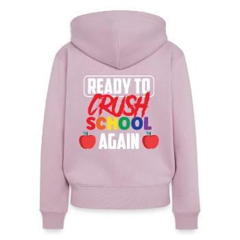Bereit Die Schule Wieder Zu Erobern Schulstart - Frauen Premium Bio Zip Hoodie - Altrosa - Hinten - Julia (174cm)
