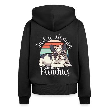 Bouledogue français juste une femme qui aime les Frenchies - Sweat à capuche zippé Premium bio Femme - noir - Dos - Julia (174cm)