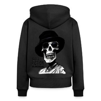 Skull Fiction Totenkopf Schädel Kunst - Frauen Premium Bio Zip Hoodie - Schwarz - Hinten - Julia (174cm)