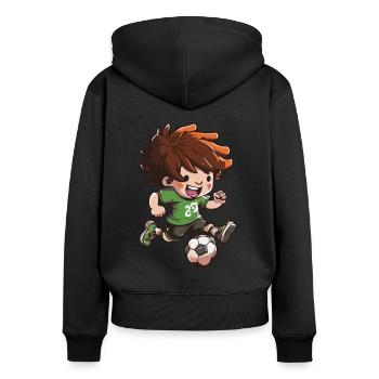 Football de maternelle Garçons inscrits en 1ère année - Sweat à capuche zippé Premium bio Femme - noir - Dos - Julia (174cm)