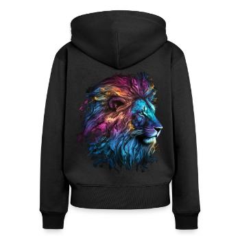 Lion coloré Big Cat Kuns Animal Gift Africa Zoo - Sweat à capuche zippé Premium bio Femme - noir - Dos - Julia (174cm)
