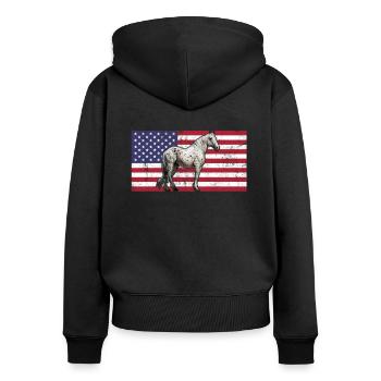 appaloosa equestrian horse - Frauen Premium Bio Zip Hoodie - Schwarz - Hinten - Julia (174cm)