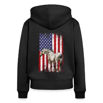 appaloosa equestrian horse - Frauen Premium Bio Zip Hoodie - Schwarz - Hinten - Julia (174cm)
