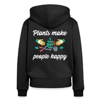 Plants make people happy - Plats Botany - Women's Premium Organic Zip Hoodie - black - Back - Julia (174cm)