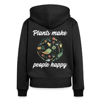 Les plantes rendent les gens heureux - Plats Botany - Sweat à capuche zippé Premium bio Femme - noir - Dos - Julia (174cm)