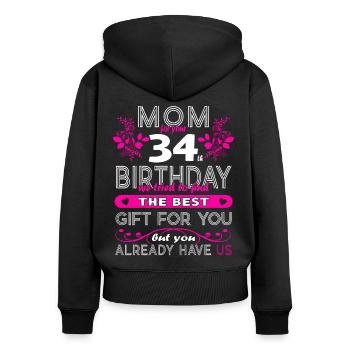 Funny Birthday Wishes Women 34th Birthday - Women's Premium Organic Zip Hoodie - black - Back - Julia (174cm)