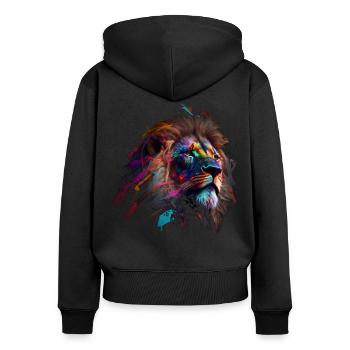 Lion coloré Big Cat Kuns Animal Gift Africa Zoo - Sweat à capuche zippé Premium bio Femme - noir - Dos - Julia (174cm)