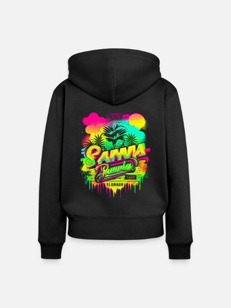 Retro Sommer - Frauen Premium Bio Zip Hoodie - Schwarz
