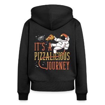Space Pizza Lover Astronaut Fast Food - Sweat à capuche zippé Premium bio Femme - noir - Dos - Julia (174cm)