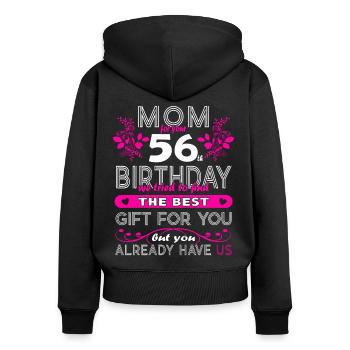 Funny Birthday Wishes Femmes 56th Birthday - Sweat à capuche zippé Premium bio Femme - noir - Dos - Julia (174cm)