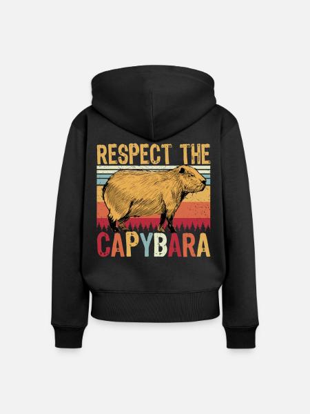 Respect The Capybara - Frauen Premium Bio Zip Hoodie - Schwarz