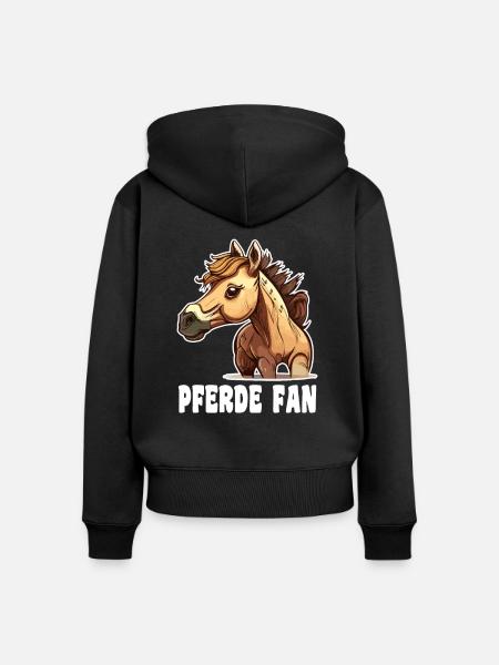 Pferd comic cartoon style - Frauen Premium Bio Zip Hoodie - Schwarz