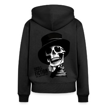 Totenkopf Skull Fiction Totenschädel - Frauen Premium Bio Zip Hoodie - Schwarz - Hinten - Julia (174cm)