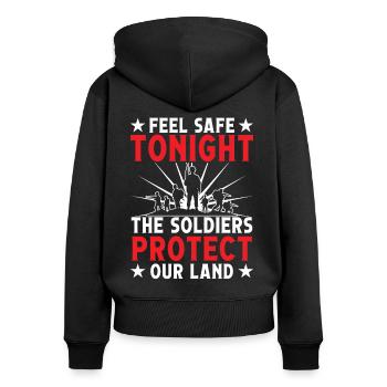 Soldier Feel Safe Tonight Military Army Veteran - Women's Premium Organic Zip Hoodie - black - Back - Julia (174cm)