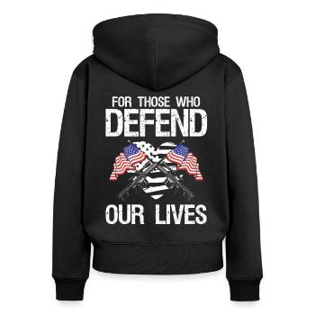 Soldier For Those Who Defend Our Lives Military - Women's Premium Organic Zip Hoodie - black - Back - Julia (174cm)