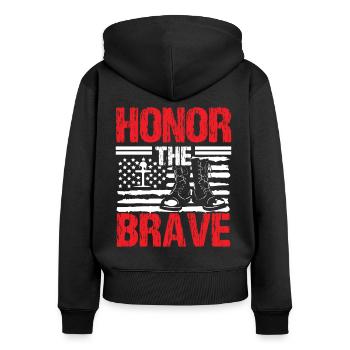 Soldier Honor The Brave Military Army Veteran - Women's Premium Organic Zip Hoodie - black - Back - Julia (174cm)