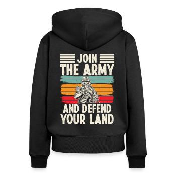 Soldat Join Army Defend Your Land Militär Armee - Frauen Premium Bio Zip Hoodie - Schwarz - Hinten - Julia (174cm)