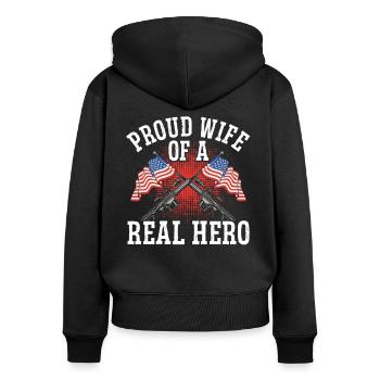 Soldier Proud Wife Of A Real Hero Military Army - Women's Premium Organic Zip Hoodie - black - Back - Julia (174cm)