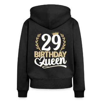 29. Geburtstag Frau 29 Jahre alt 29ter 29er Queen - Frauen Premium Bio Zip Hoodie - Schwarz - Hinten - Julia (174cm)