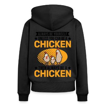 Poulets Élevage de poulets Éleveur de poulet - Sweat à capuche zippé Premium bio Femme - noir - Dos - Julia (174cm)