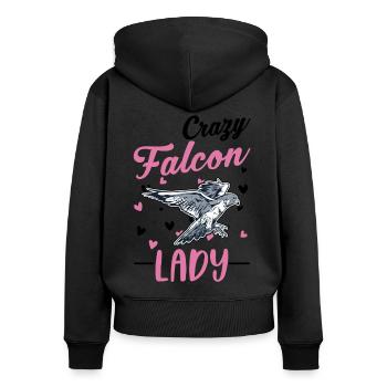 Crazy Falcon Woman - Women's Premium Organic Zip Hoodie - black - Back - Julia (174cm)