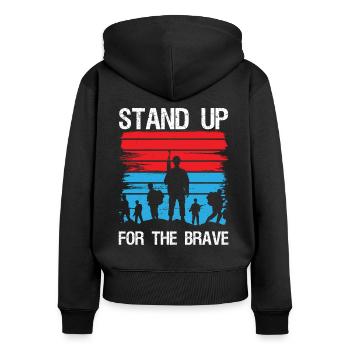 Soldier Stand Up For Brave Military Army Veteran - Women's Premium Organic Zip Hoodie - black - Back - Julia (174cm)