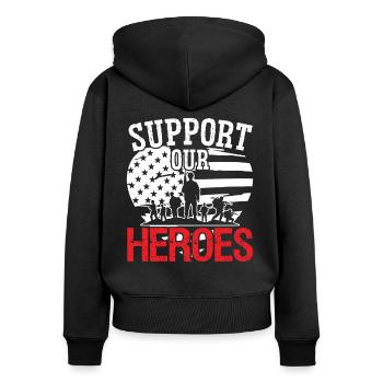 Soldier Support Our Heroes Military Army Veteran - Women's Premium Organic Zip Hoodie - black - Back - Julia (174cm)