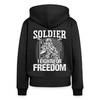 Soldier I Fight For Freedom Military Army Veteran - Women's Premium Organic Zip Hoodie - black - Back - Julia (174cm)