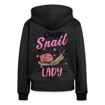 Verrückte Schnecken Frau - Frauen Premium Bio Zip Hoodie - Schwarz - Hinten - Julia (174cm)