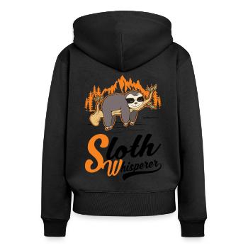 Faultier Flüsterer Sloth Whisperer - Women's Premium Organic Zip Hoodie - black - Back - Julia (174cm)