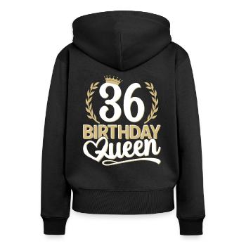 36. Geburtstag Frau 36 Jahre alt 36ter 36er Queen - Frauen Premium Bio Zip Hoodie - Schwarz - Hinten - Julia (174cm)