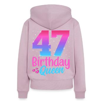 Birthday Queen 47 Geburtstag - Frauen Premium Bio Zip Hoodie - Altrosa - Hinten - Julia (174cm)