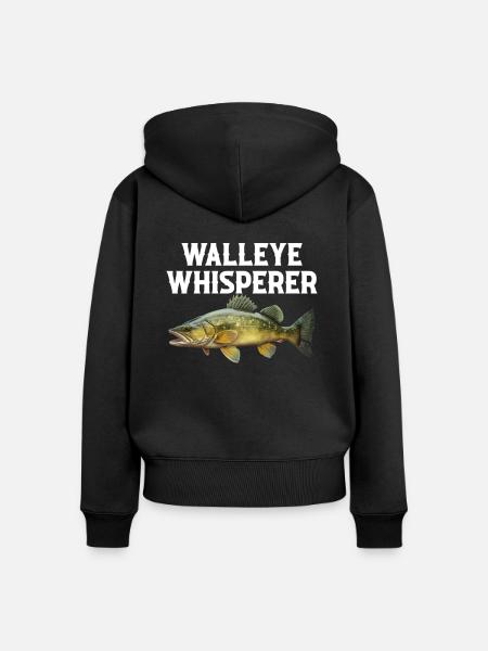 walleye whisperer, Fishing - Frauen Premium Bio Zip Hoodie - Schwarz